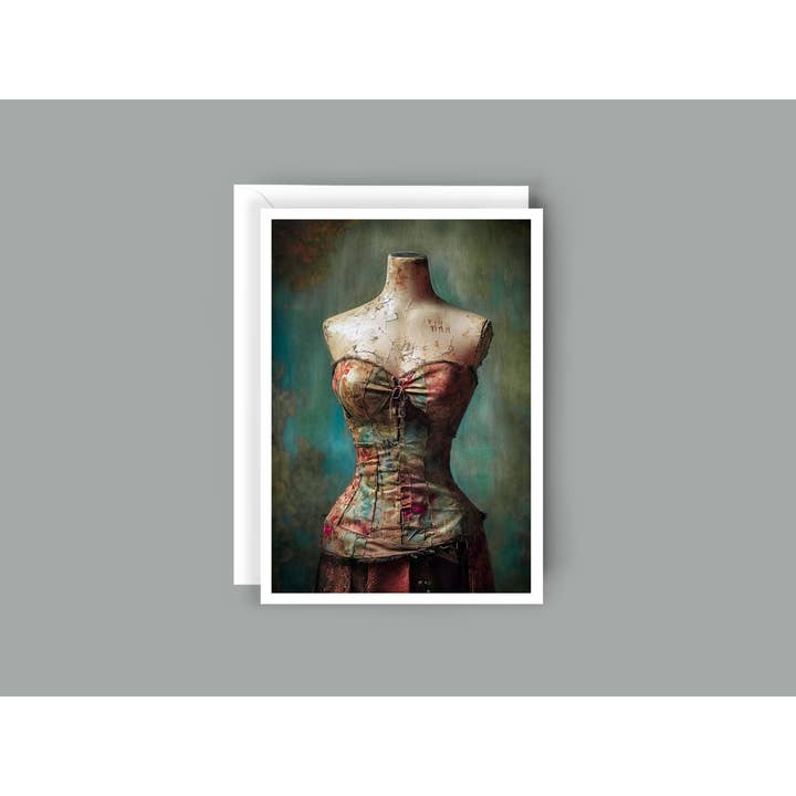 Salty Alyce - Wholesale Everyday Greeting Card - Rustic Rose Corset Blank Card RA64