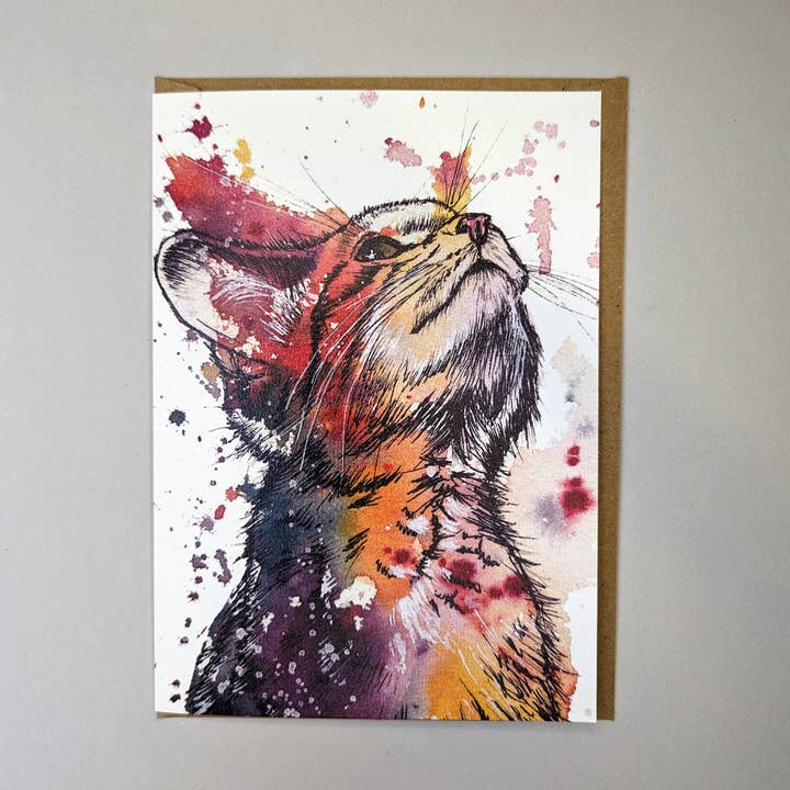 Tori Ratcliffe Art - Wholesale Everyday Greeting Card - Scottish Wildcat Kitten Greeting Card0