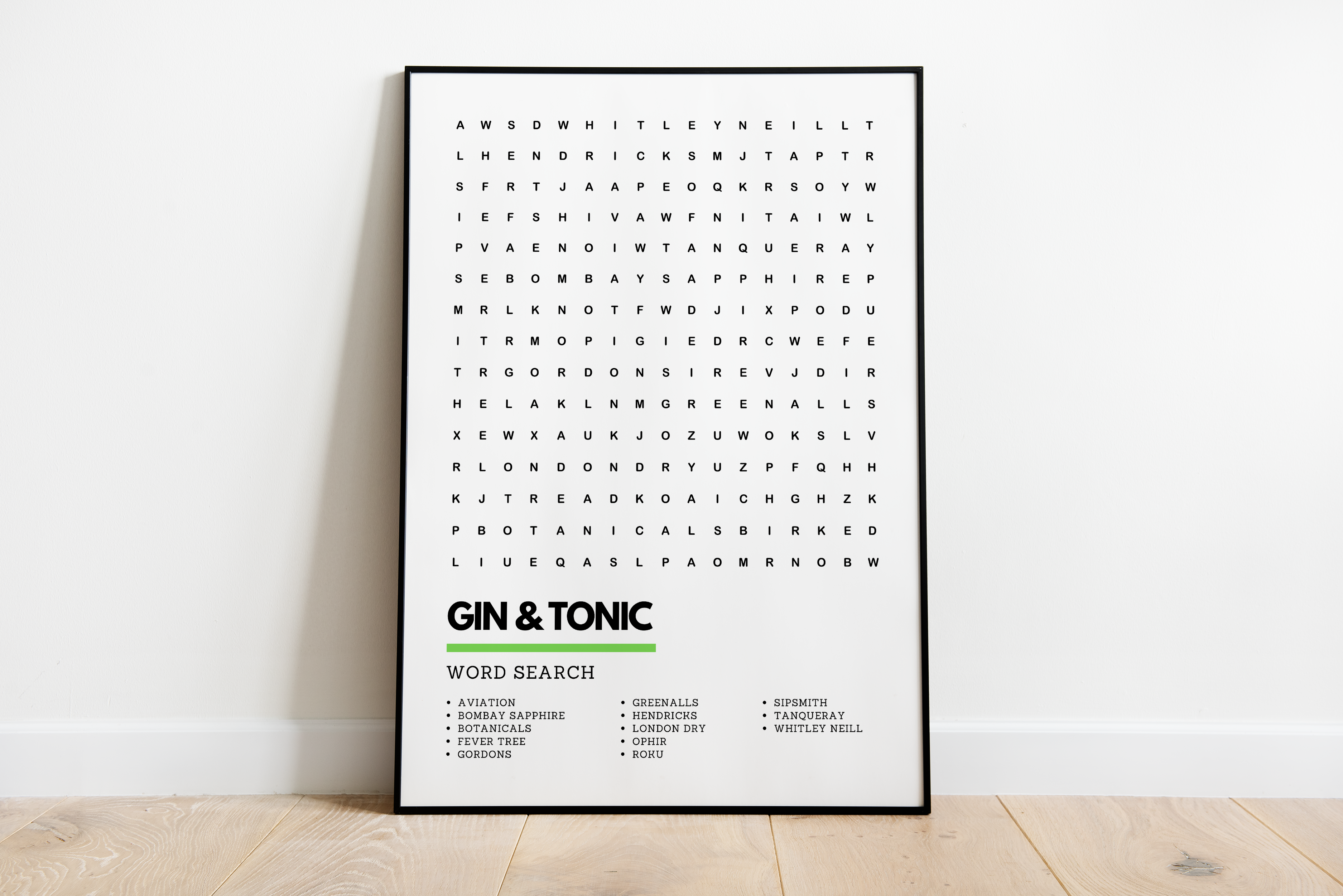 Underdog Studio – wholesale Art print – Gin & Tonic Kitchen Gift Wordsearch Art Print0