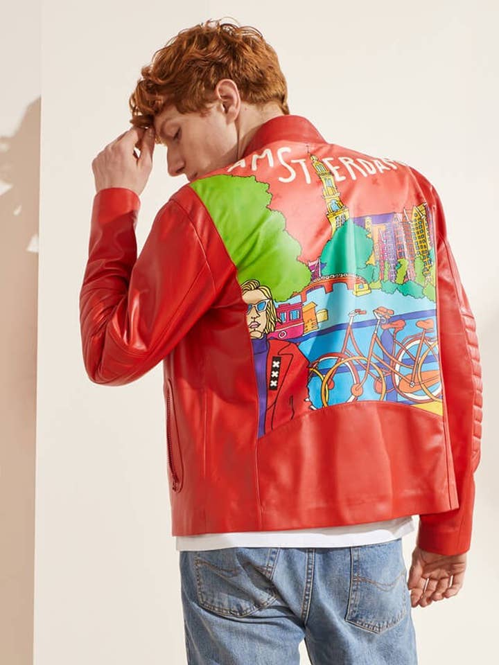 Ikigai Men's Amsterdam Leather Jacket for wholesale by Deriderim