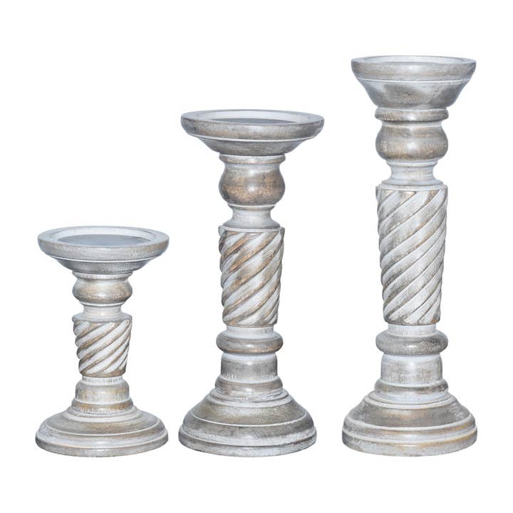 Grå tvätt mangoträuppsättning med tre pelare ljusstake BBH för wholesale av BBH Homes LLC