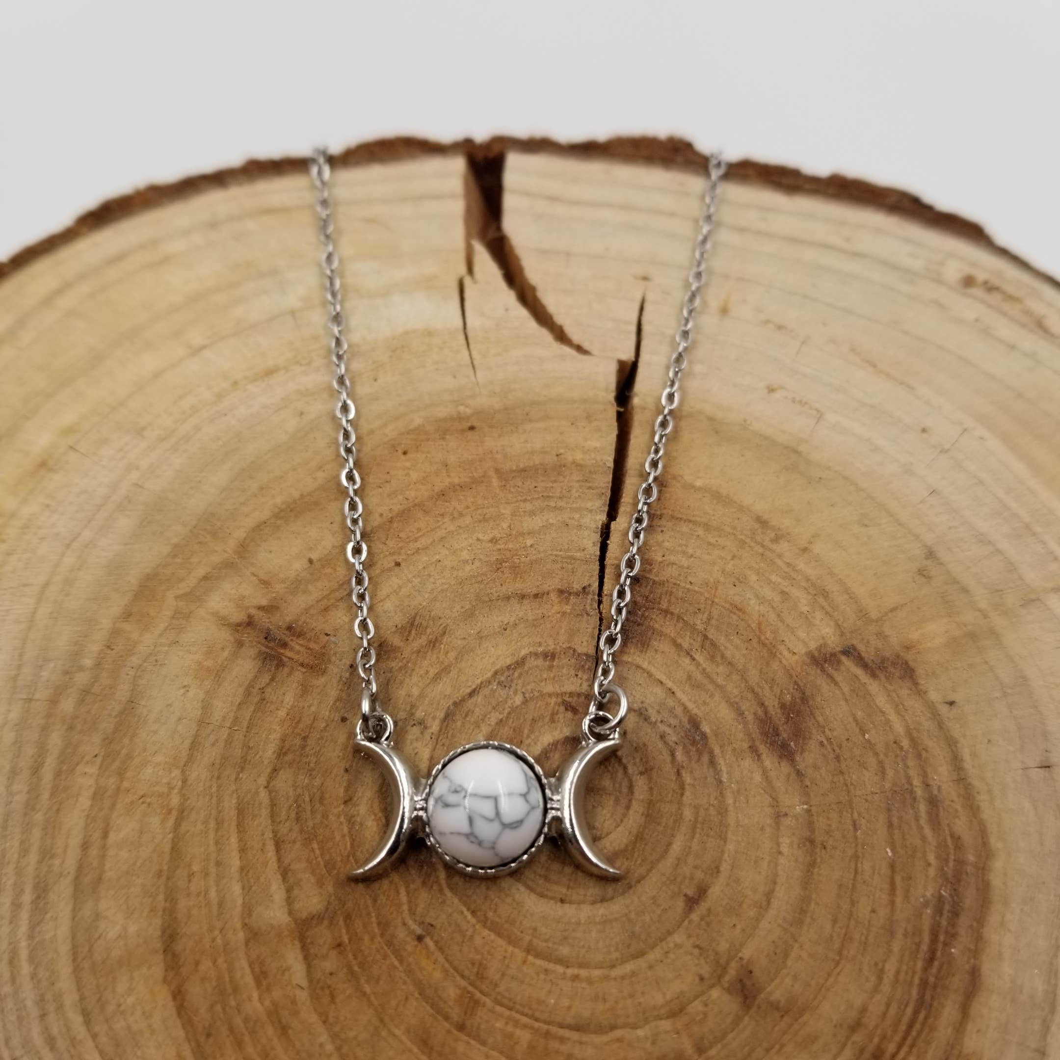 CHAKRA JEWELRY - Wholesale Pendant/Charm Necklace - Natural Stone Double Moon Guardian Stone Necklace6