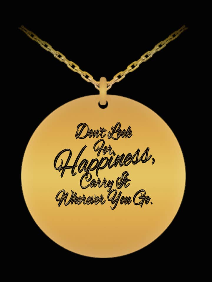 Wisecrack Design Gifts collar con colgante redondo grabado con láser DLFH chapado en oro de 18 quilates o acero inoxidable para venta al por mayor de Wisecrack Designs