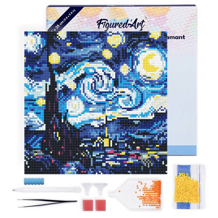 Mini Diamond Painting 25x25cm - Vibrant Starry Night for wholesale by Figured'Art (UK)