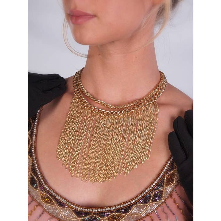 Western Fashion - Wholesale Bib Necklace - YN2028 - Necklace 2 Layered Fringe