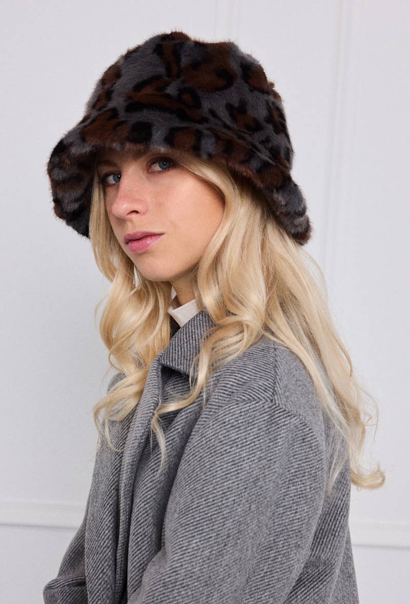 BYREN | ÉLINE L'ATELIER – Gorro - Mulher por atacado – Bob em pele falsa de leopardo MJ213SD8