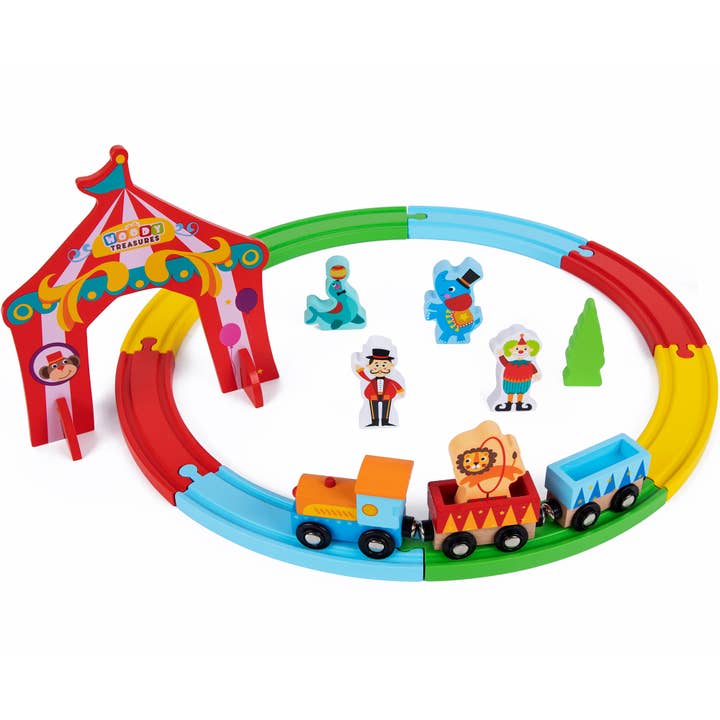 Woody Treasures - Vente Lot de jouets – enfant - Set de train de cirque1