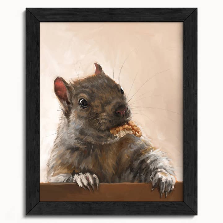 The Ugly Cat Studio - Wholesale Art Print - Grey Squirrel with a Walnut Fine Art Print10