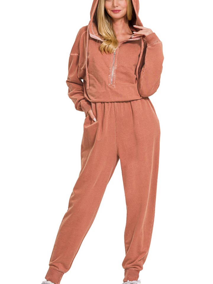 Washed French Terry Jumpsuit for wholesale by 42POPS