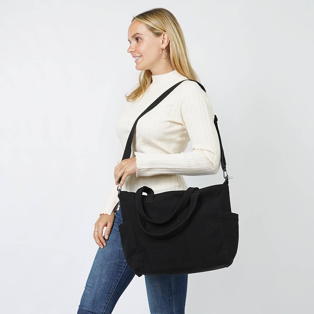 Sensibling Corp. - Wholesale Tote Bag - Women's - Multi Pocket Corduroy Tote Bag5