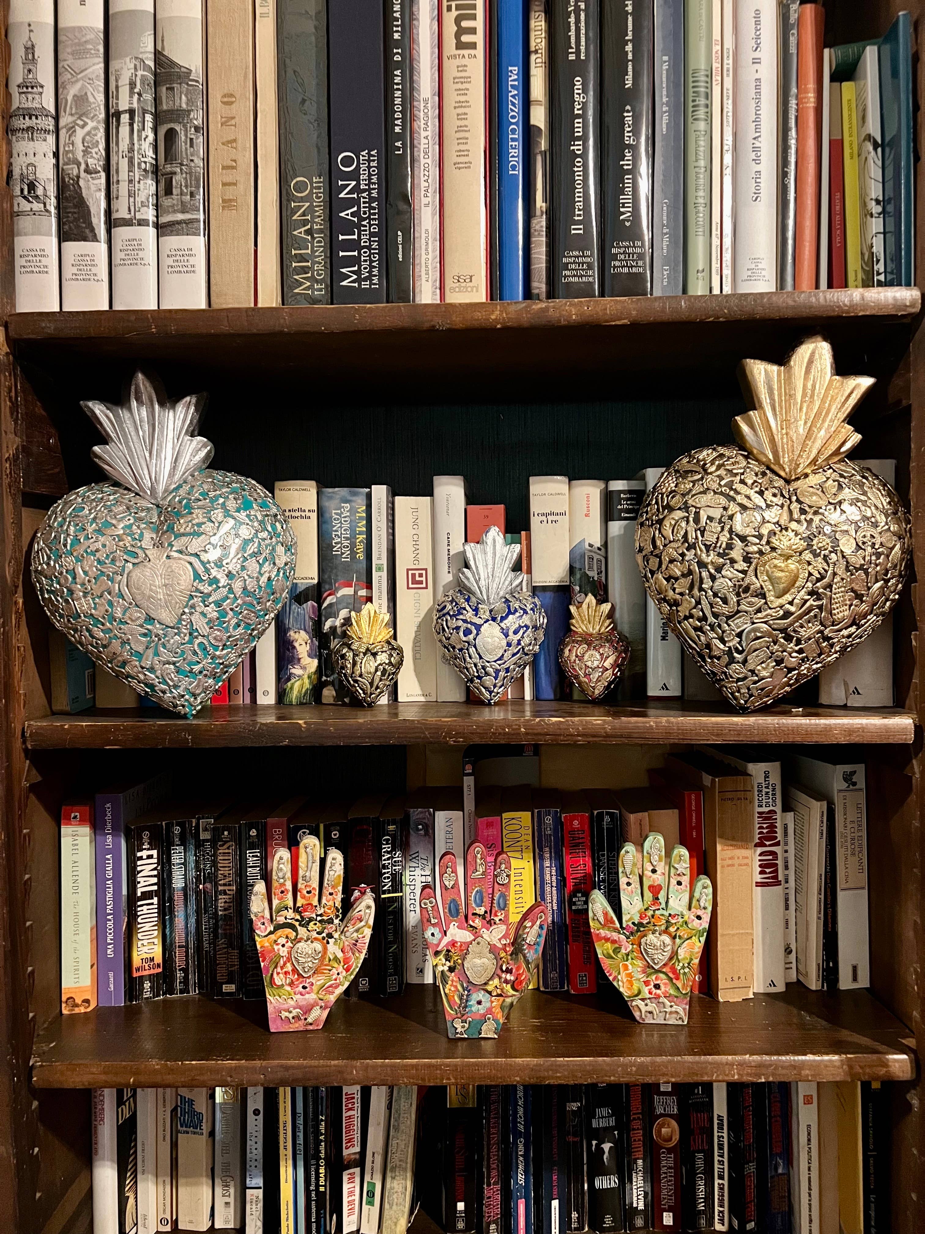 PINK PAMPAS - Wholesale Decorative Tabletop Object - Mexican handmade wooden hand painted with ex vota4