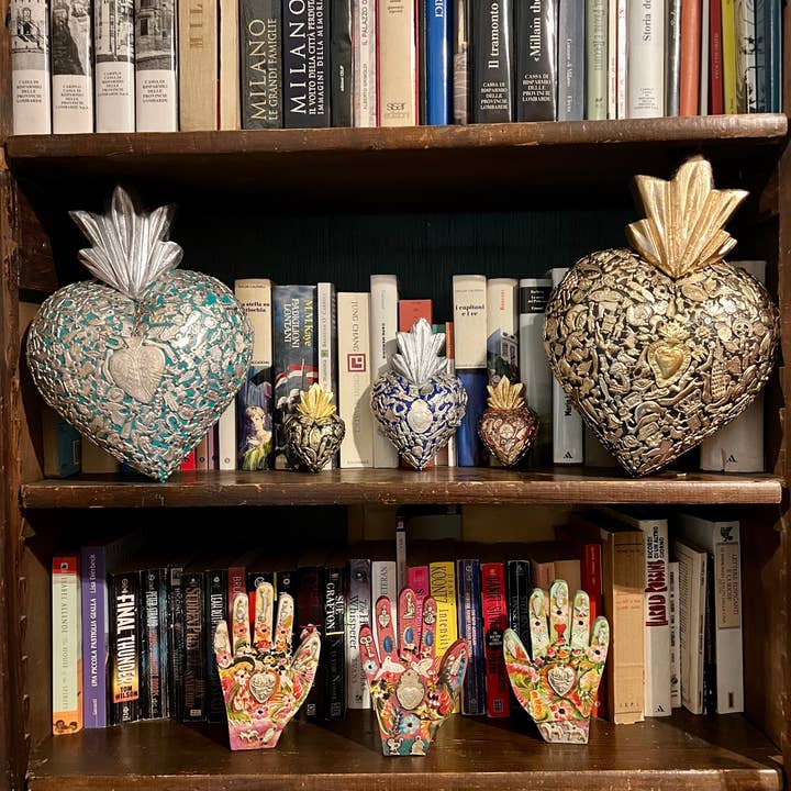 PINK PAMPAS - Wholesale Decorative Tabletop Object - Mexican handmade wooden hand painted with ex vota4