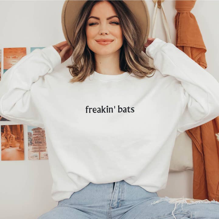 EMBROIDERED Halloween Sweatshirt - Freakin' Bats for wholesale by P E T I T R U E