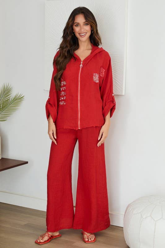 VENTI6 - Wholesale Pants - Women's - SOLID LINEN STRETCH WAISTBAND PANTS (8730-SOLID)31