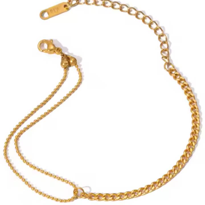 Mila Ball and Curb Necklace & Bracelet-14K PVD Gold Steel for wholesale by HoopLa