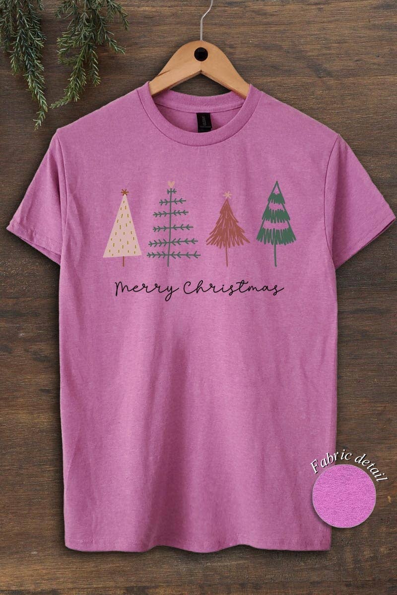 COLORBEAR – Großhandel T-Shirt (Grafikdruck) – Unisex – Schweres Baumwoll-T-Shirt mit Motiv „Merry Christmas Trees“3