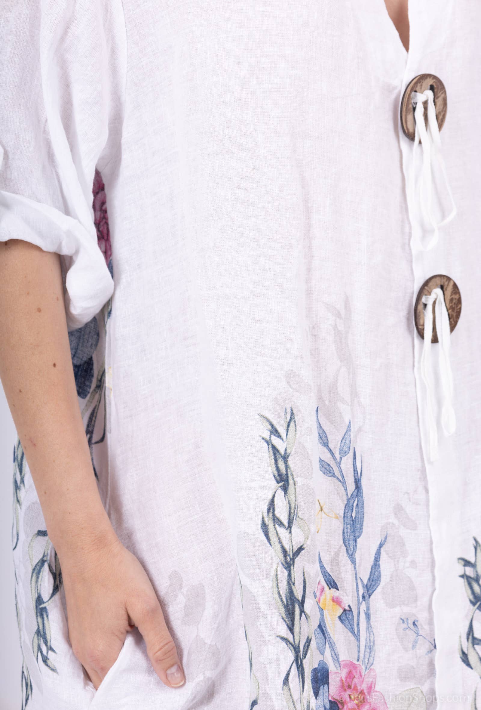 Shyloh - Vente Robe – femme - Robe en lin à imprimé fleuri et 2 boutons 1495519