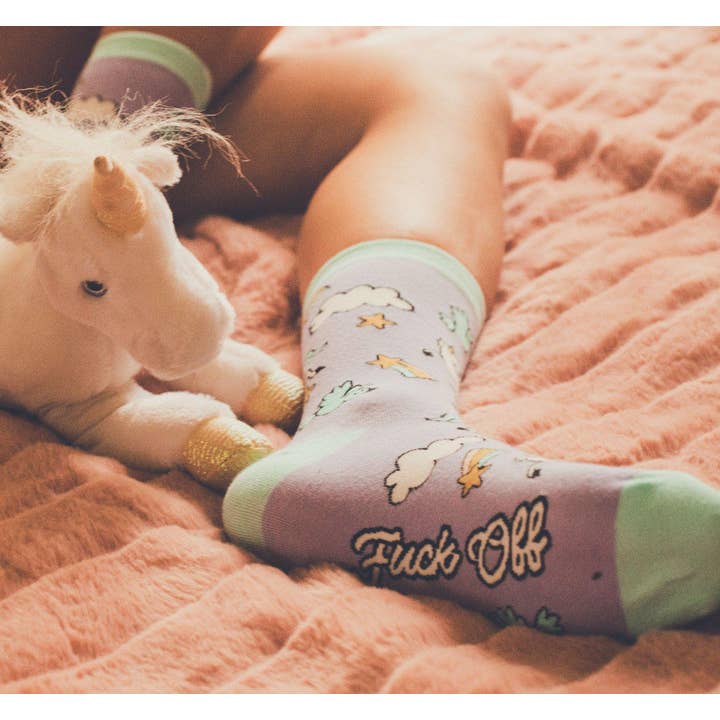 Purple Womens Fuck Off Socks Offensive Funny Sock for Women Cute for wholesale on Faire