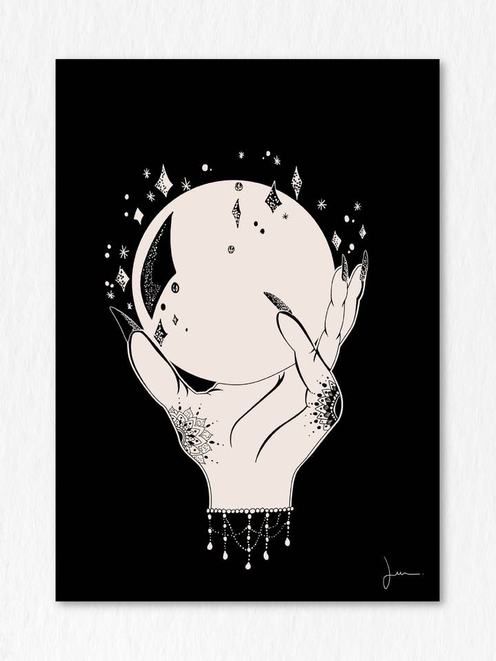 Affiche Voyante Esotérique noir pour la vente par Julia Studio Graphique