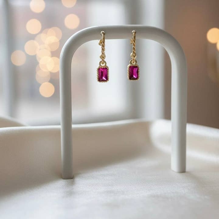 DUESTELLE ITALIA - Wholesale Huggie earrings - Petite Gem - Half hoop gold earrings with gems2