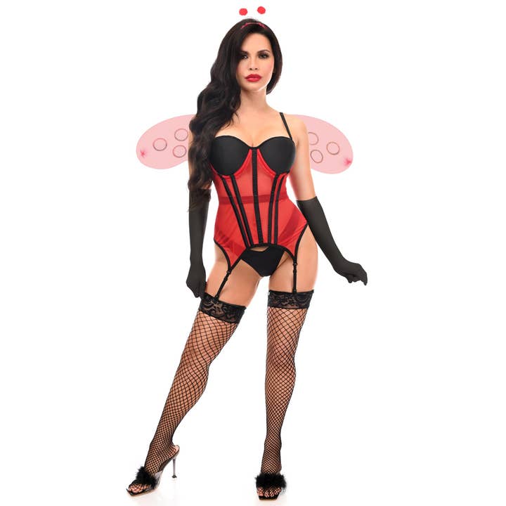 Lavish 4 PC Sexy Ladybug Lingerie Costume for wholesale by Daisy Corsets