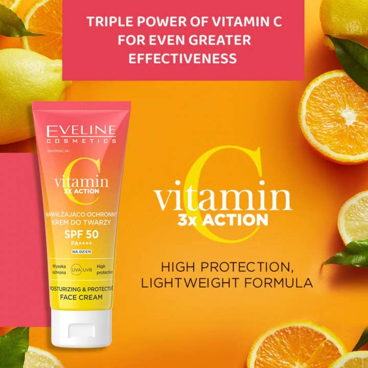 Eveline Cosmetics - Wholesale SPF Moisturizer - Vitamin C 3x Action Moisturizing Protective Day Cream SPF 50 (30ml)