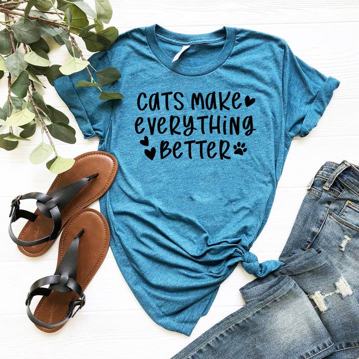 Cats Make Everything Better T-Shirt for wholesale by Furr-Baby Gifts