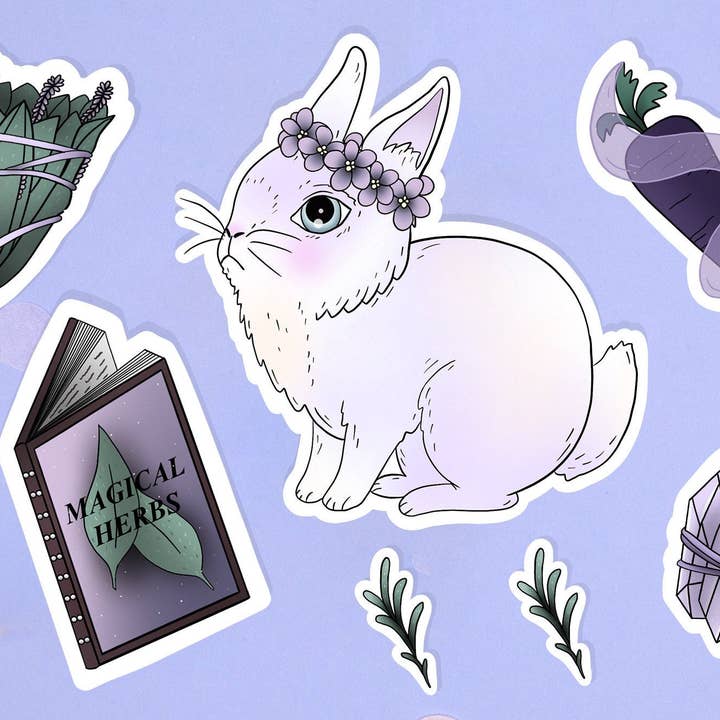 Pacchetto adesivi Witchy Bunny per la vendita all'ingrosso da parte di LorenaxAngelina