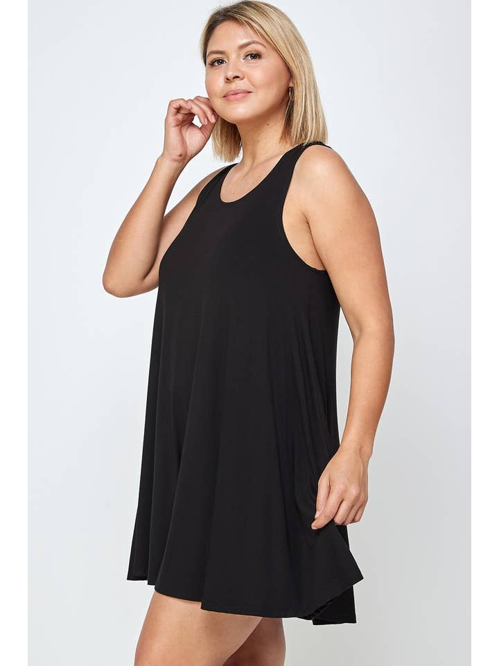 Haute Fox Plus Size & Contemporary - Wholesale Tunic - Women's - Plus Size Solid Tank Swing Tunic - PL12908-2DT1