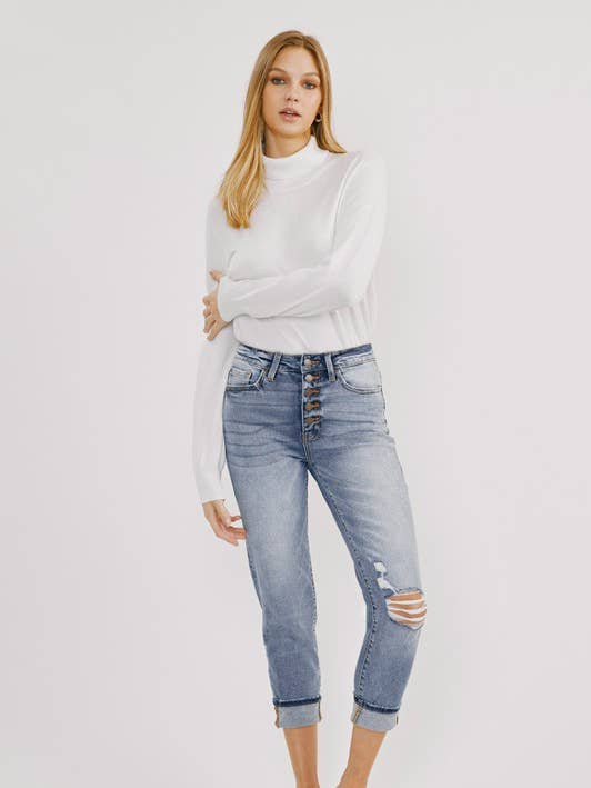 Jeans Vintage de Cintura Alta para Mulher NT3205M por atacado de Nature Denim