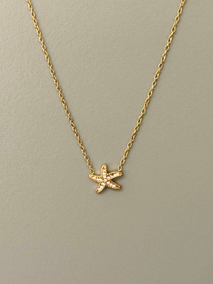 Minimal Starfish Necklace w Zirconium Stones for wholesale by Cassette Barcelona