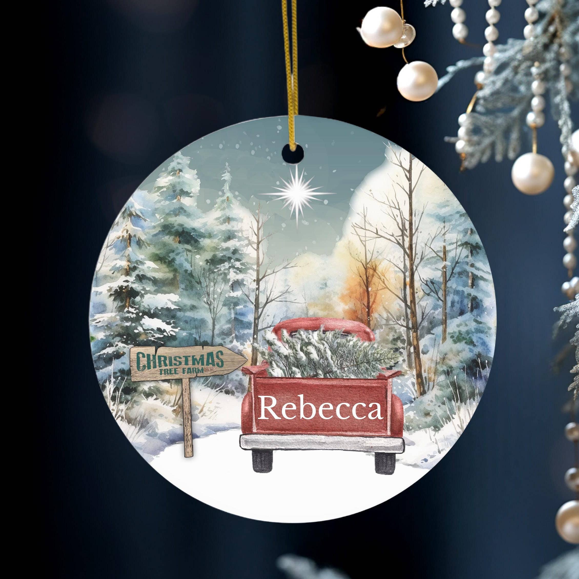 Fernville Creations - Wholesale Ornament - Personalizable Ceramic Red Truck Christmas Ornament5