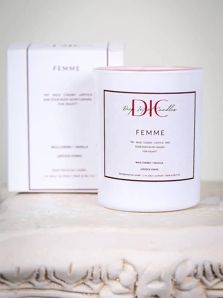 Bougie de soja Femme Wild Cherry pour la vente par Deep Intent Candles