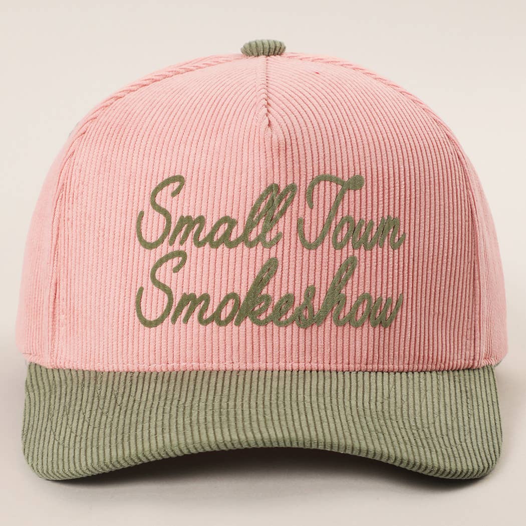 Fashion City - Wholesale Trucker Hat - Unisex - SMALL TOWN SMOKESHOW Heat Press Corduroy Trucker Hat 7
