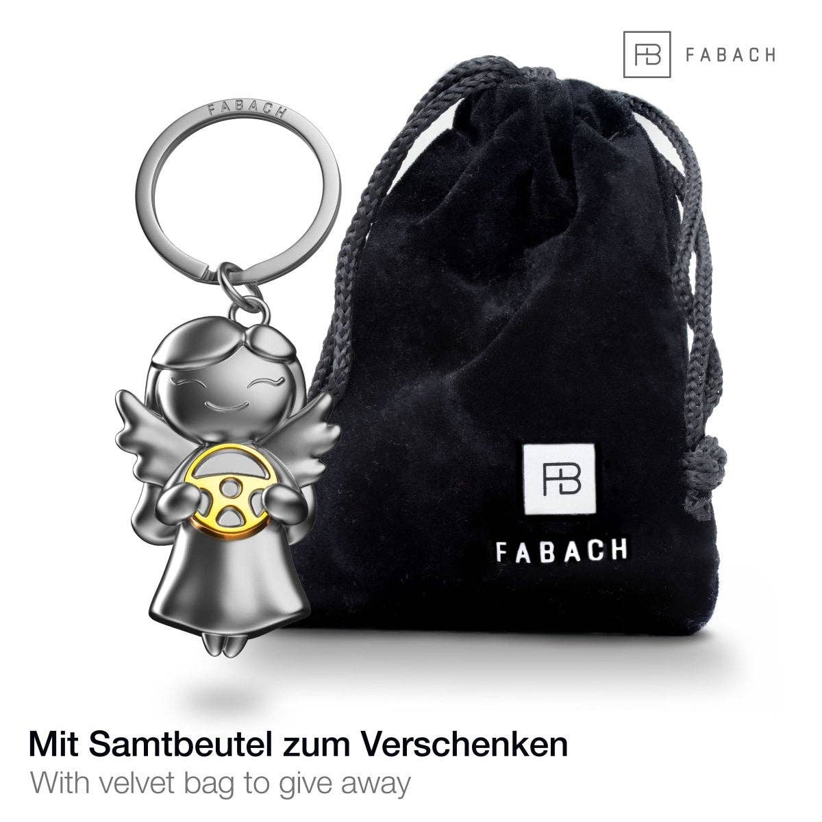 FABACH – Die Schlüsselanhänger-Schmiede – Großhandel Schlüsselanhänger – Unisex – "Star" Schutzengel Schlüsselanhänger - Glücksengel mit Lenkrad - Engel Glücksbringer4