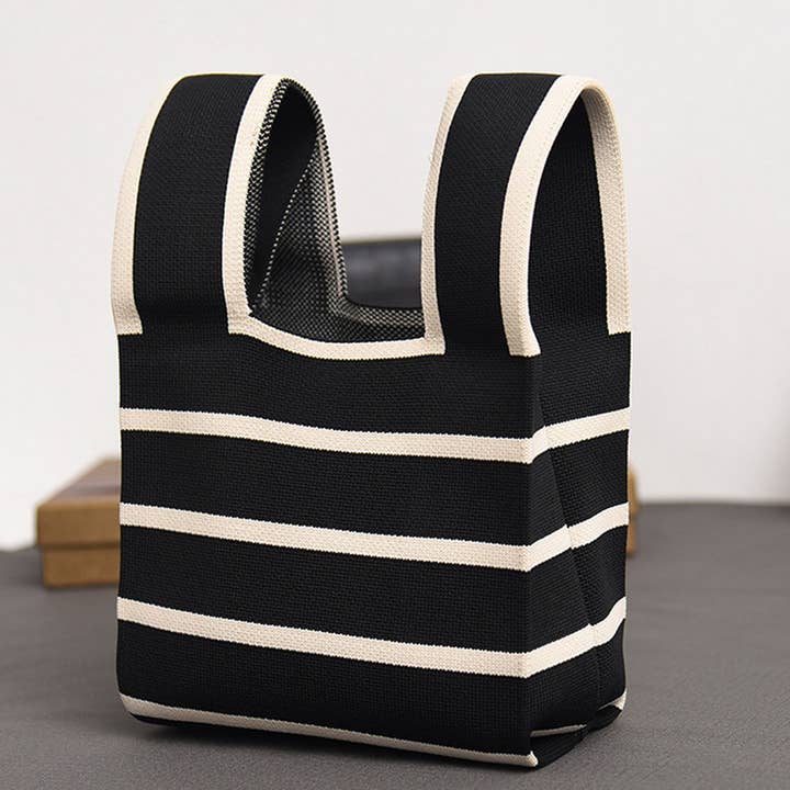 ACCITY - Wholesale Tote Bag - Women's - COW PATTERN CUTE KNOT WRISTLET KNITTED TOTE BAG_CWAB08806