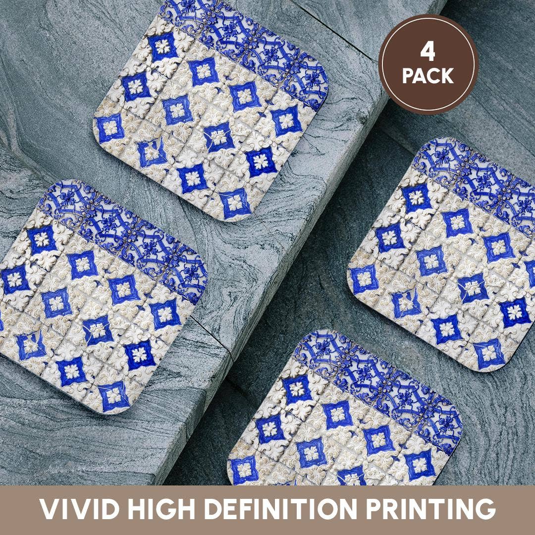 3dRose - Wholesale Koffiemok - 3dRose, Portugal, Porto, Handgeschilderde keramische tegels versieren gebouw. 2, Onderzetter12