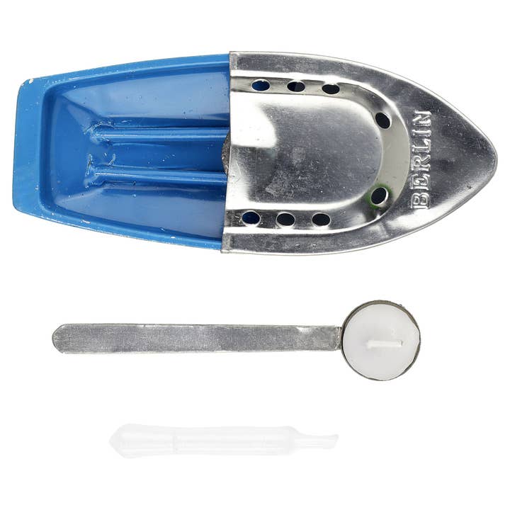 Tribal Trade GmbH - Vendita all'ingrosso Giocattolo classico - Bambini - Candelabro giocattolo in latta Berlin argento azzurro pop2