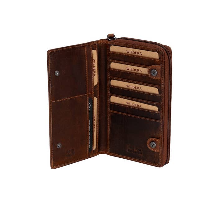 Greenwood Leather AU - Wholesale Wallet – Women's - Wildera Leather “Aurora” Ladies’ Long Leather Wallet – Zip-Around RFID Wallet in Sandel2