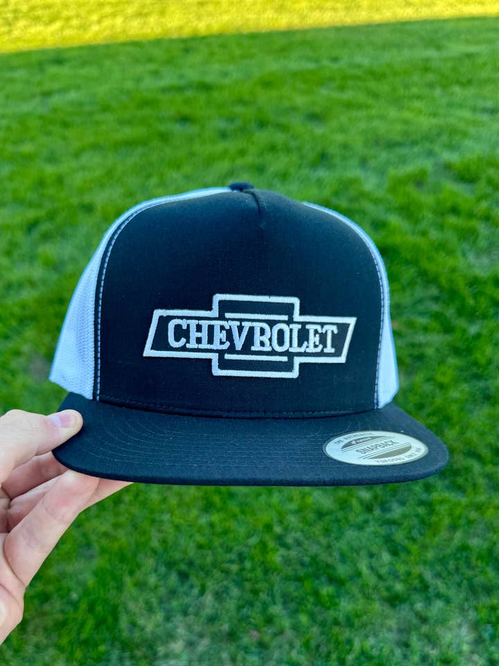 Vintage Chevy Black/White Snapback for wholesale by River Bent Hat Co.