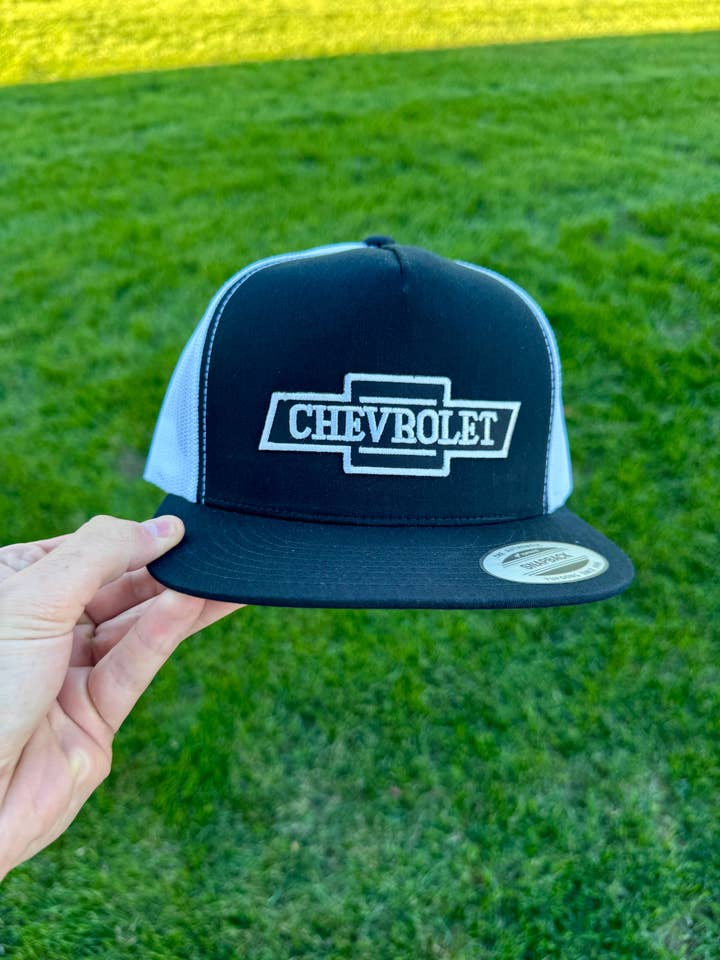 Vintage Chevy Black/White Snapback for wholesale by River Bent Hat Co.