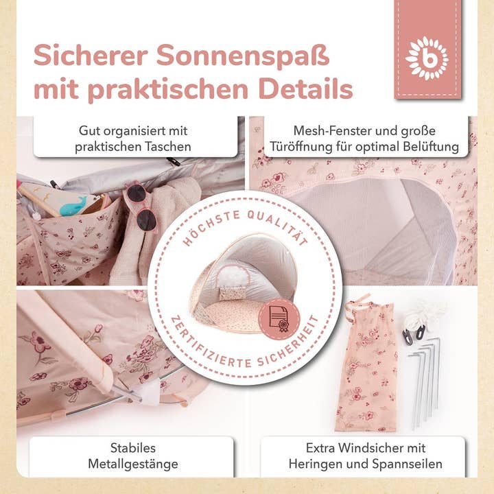 Bieco Spielwaren - Wholesale Beach Accessories - POP UP BEACH TENT DREAMY FLOWERS4