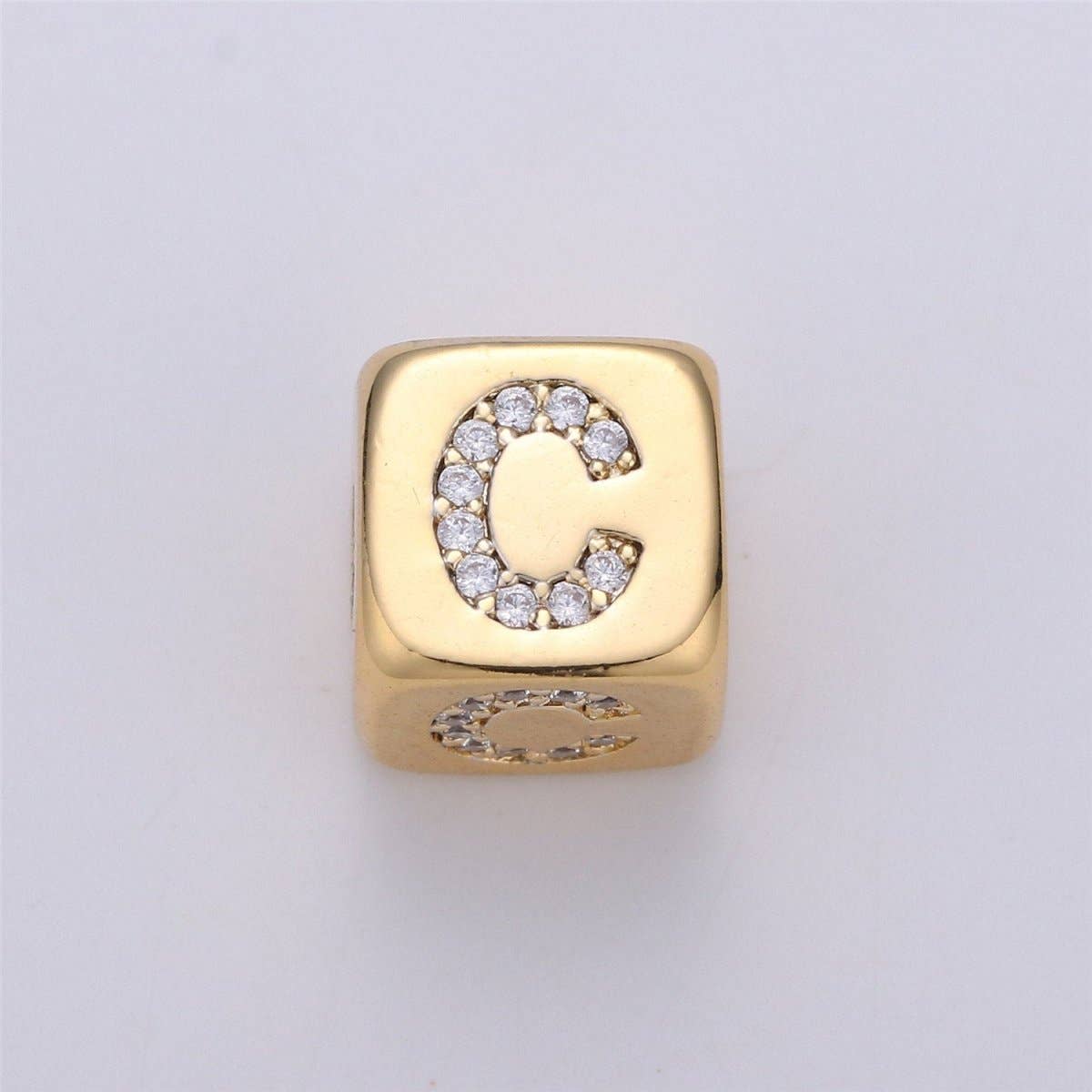 Aim Eternal - Wholesale Individual Charm/Pendant - 9x9mm Gold Initial Letter Beads, Alphabet Beads, Initial Beads, Alphabet Blocks Micro Pave Initial Block Charm for Bracelet Necklace Supply2