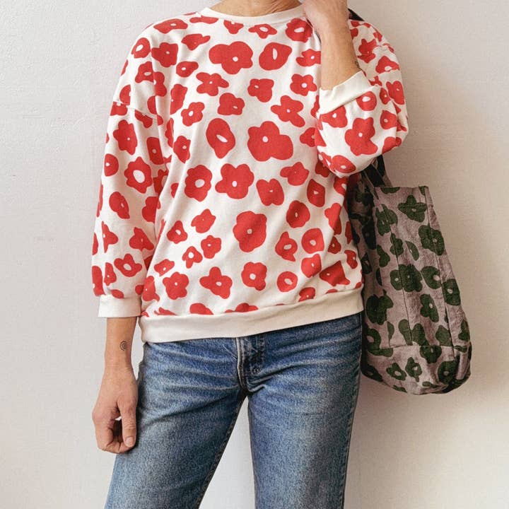 The Stevie Sweatshirt - Celeste in Saffron & Cream for wholesale by Jenny Pennywood