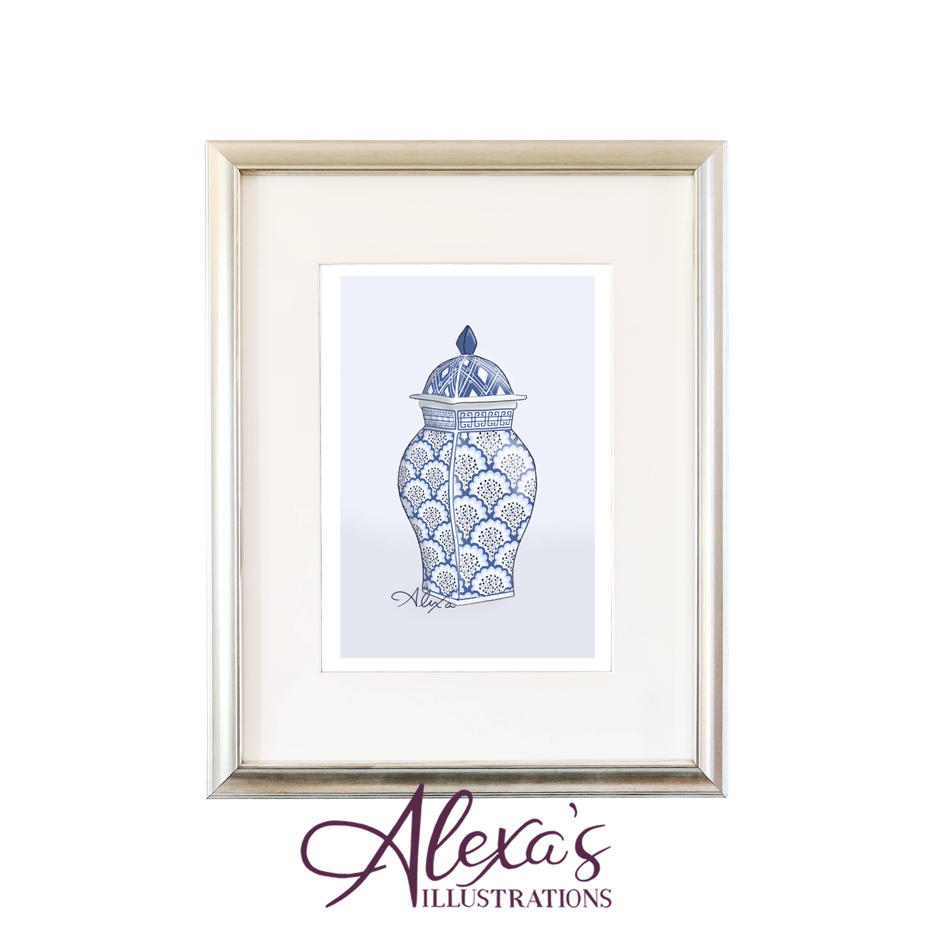Alexa's Illustrations - Wholesale Art Print - Chinoiserie Ginger Jar Print