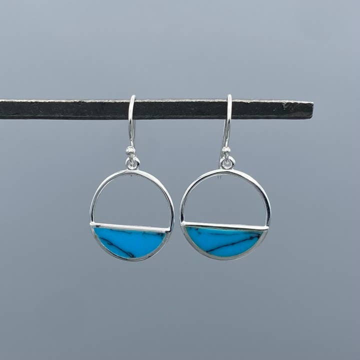 Brincos Stone Inlay Open Circle por atacado de Something Silver