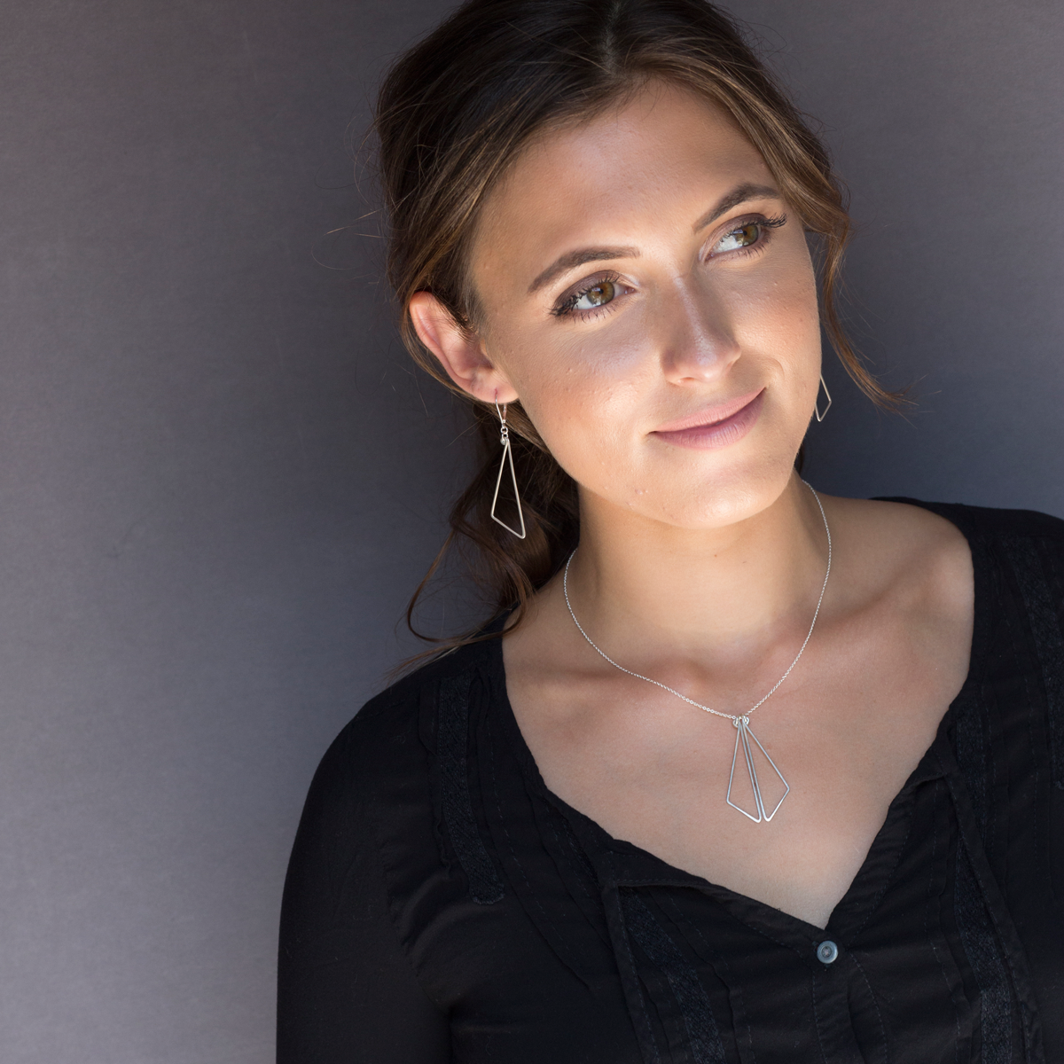 Freshie & Zero - Wholesale Dangle Earrings - Pivot Earrings Geometric Hammered Wire, Sterling Silver/Gold3