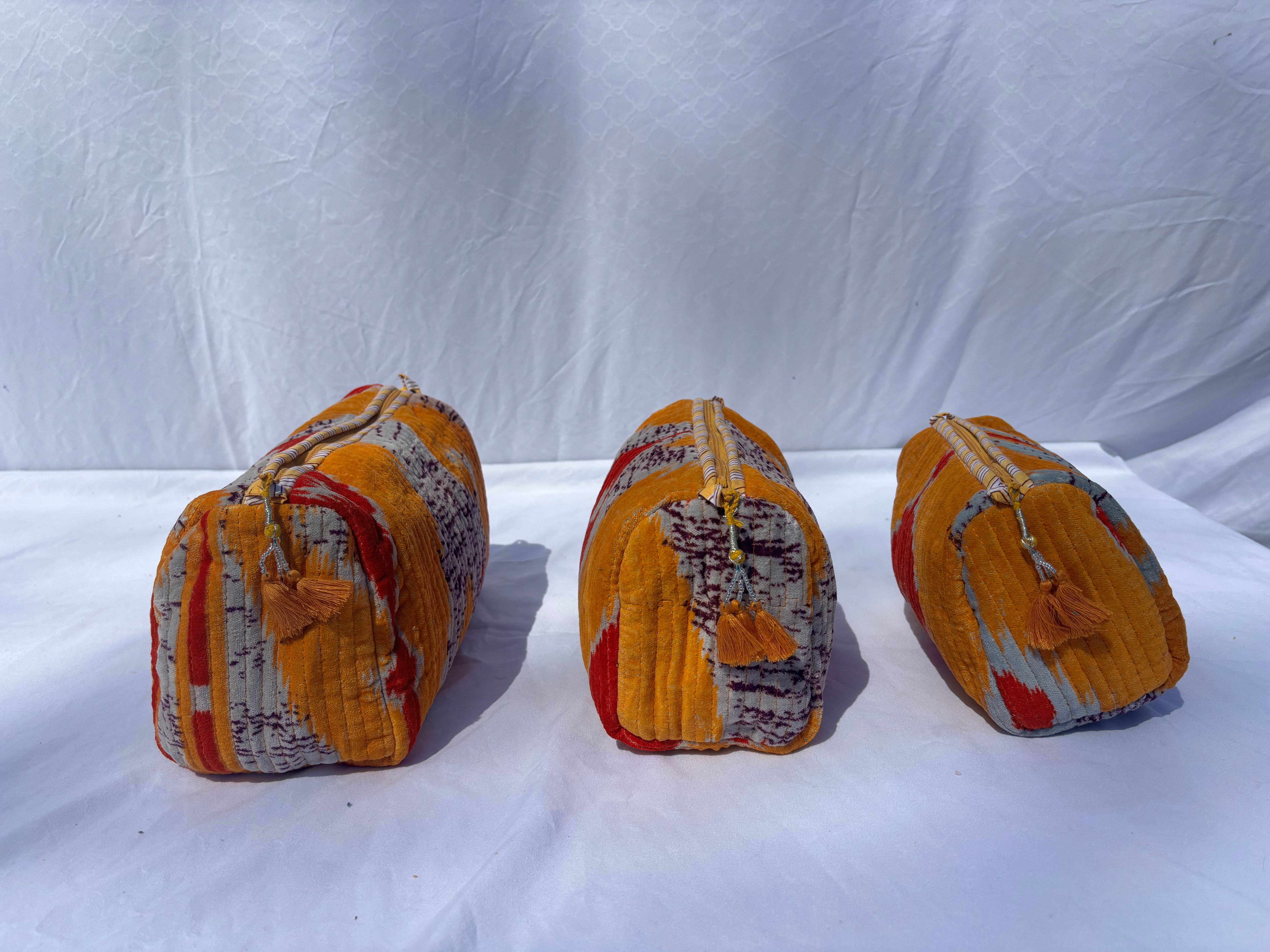 Tibet Handicrafts LLC - Wholesale Travel Set - Orange Vibes Velvet 3 Piece Travel Set9