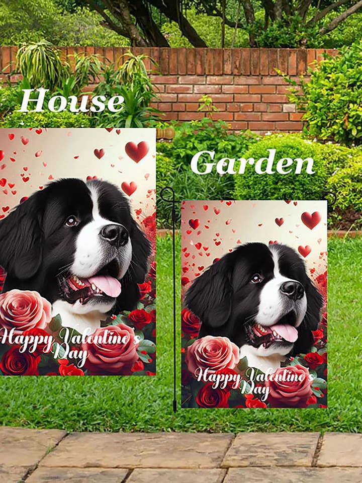 Newfoundland Landseer - Valentine Garden Flag for wholesale by Best of Breed Products