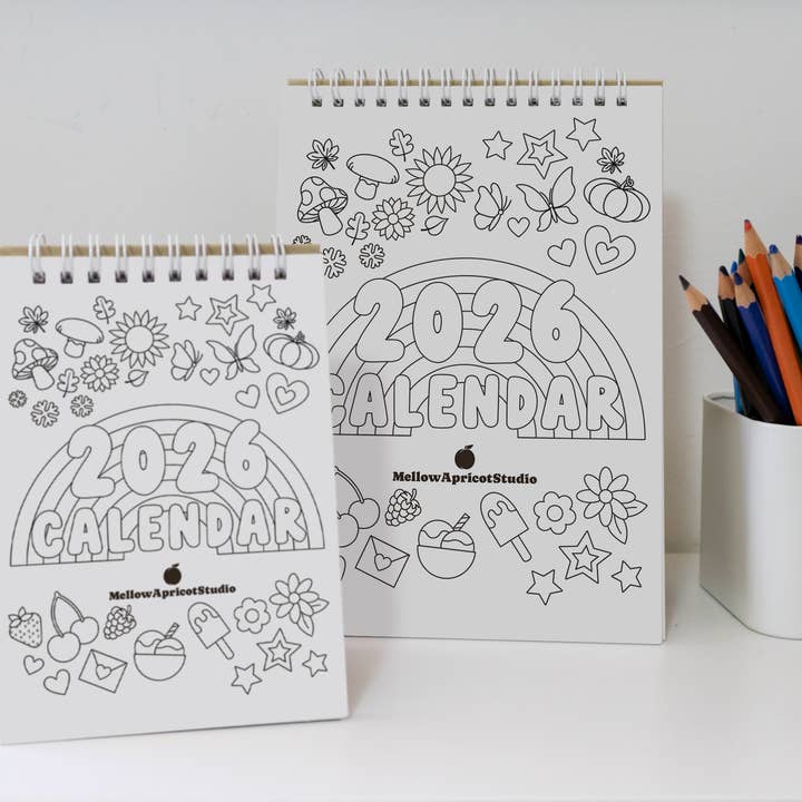 2026 Malbuch-Schreibtischkalender mit Tagebuchanregungen für den Großhandel von MellowApricotStudio